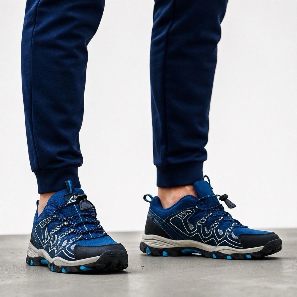 UOVO Outdoor Kids Hiking Trail Shoes Blue Black Quick Lace EU 39 Youth 6.5 7